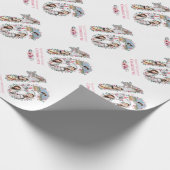 16誕生日フォトガールコラージピンクフラワーホワイト ラッピングペーパー (角)