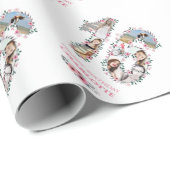 16誕生日フォトガールコラージピンクフラワーホワイト ラッピングペーパー (ロールコーナー)