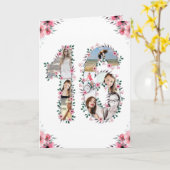 16誕生日フォトコラージガールピンク花白 カード (黄色い花)