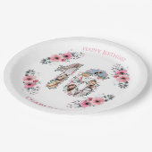 16誕生日フォトコラージガールピンク花白 ペーパープレート (アングル)