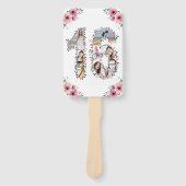 16誕生日フォトコラージピンクガールフラワーホワイト ハンドファン (正面)