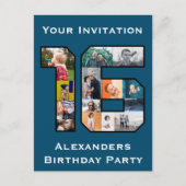 16誕生日フォト招待状 ポストカード (正面)