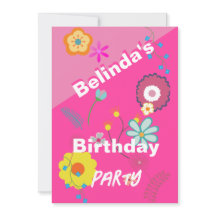 16誕生日フローラフラワーピンク招待状