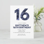 16誕生日ブルー迷彩柄10代の 招待状 (スタンド正面)