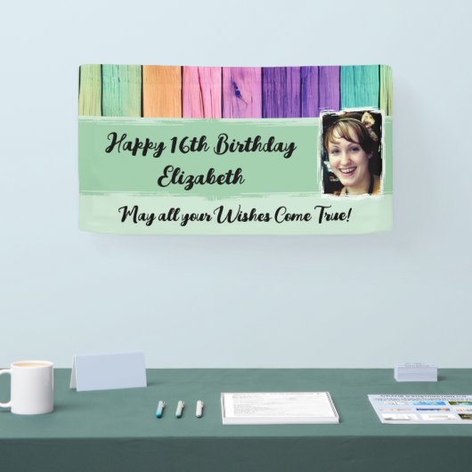 16誕生日ユニコーン色名photo green 横断幕 (トレードショー)