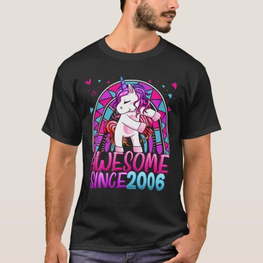 16誕生日レインボー16歳フロッシングユニコーン Tシャツ (正面)