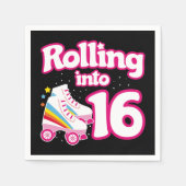 16誕生日ローラースケートで滑る16歳スケート スタンダードカクテルナプキン (正面)