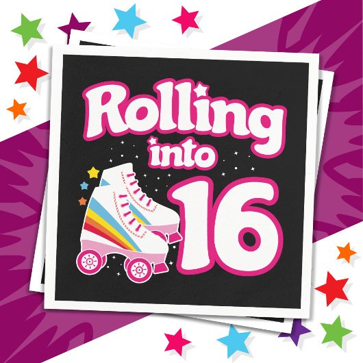 16誕生日ローラースケートで滑る16歳スケート スタンダードカクテルナプキン