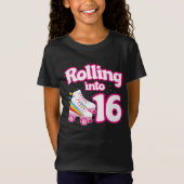 16誕生日ローラースケートで滑る16歳スケート Tシャツ (正面)