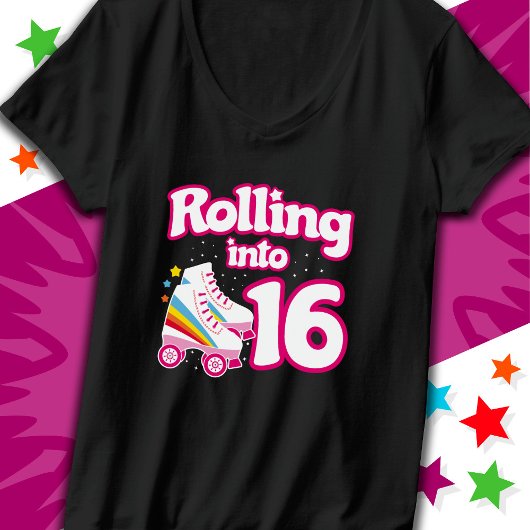 16誕生日ローラースケートで滑る16歳スケート Tシャツ