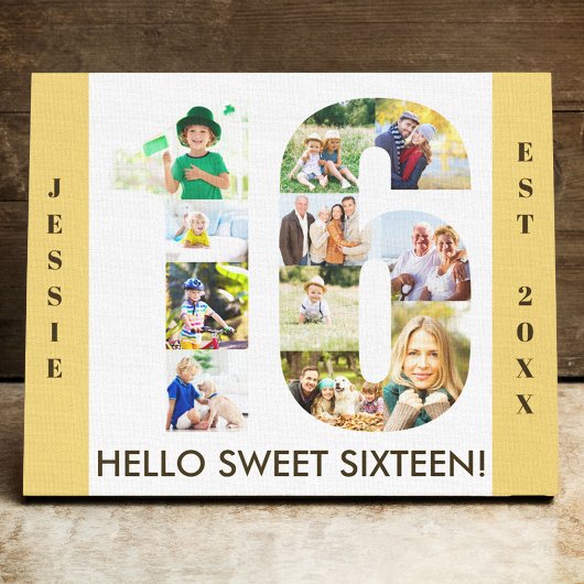 16誕生日写真部番号16ニュートラル キャンバスプリント