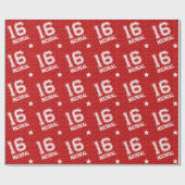 16誕生日名前をカスタムするタイポグラフィバーシティレッド ラッピングペーパー (フラット)