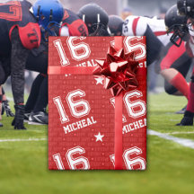 16誕生日名前をカスタムするタイポグラフィバーシティレッド