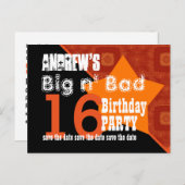 16誕生日日付の保存オレンジの対角線A02 案内ポストカード (正面/裏面)