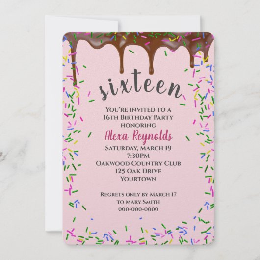 16誕生日用チョコレートアイシング 招待状 (正面)