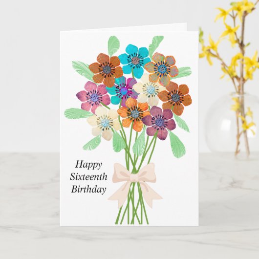 16誕生日花束 カード (黄色い花)