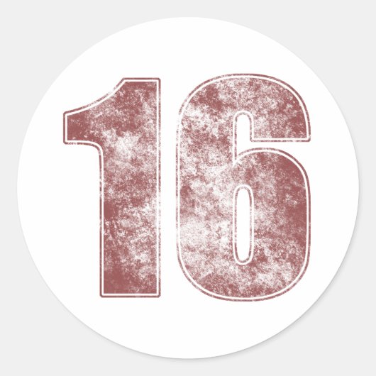 16誕生日赤グランジ ラウンドシール (正面)