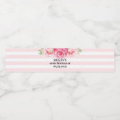 16誕生日金ゴールドピンクストライプ色の花 ペットボトルラベル (シングルラベル)