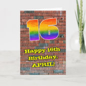 16誕生日:おもしろいグラフィティインスパイア – レインボー16 カード (正面)