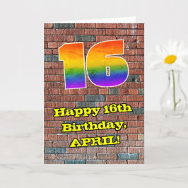 16誕生日:おもしろいグラフィティインスパイア – レインボー16 カード