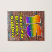 16誕生日:おもしろいグラフィティインスパイア – レインボー16 ジグソーパズル (横)