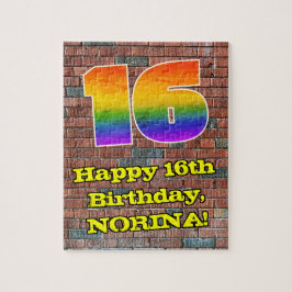 16誕生日:おもしろいグラフィティインスパイア – レインボー16 ジグソーパズル