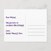 16誕生日:おもしろい星パターン，虹16，名前 ポストカード (裏面)