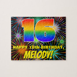 16誕生日:おもしろい、お祝カラフルい花火 ジグソーパズル