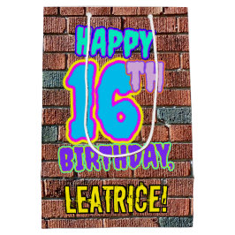 16誕生日:おもしろい、アーバングラフィティインスパイアルック ミディアムペーパーバッグ