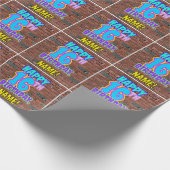 16誕生日:おもしろい、アーバングラフィティインスパイアルック ラッピングペーパー (角)