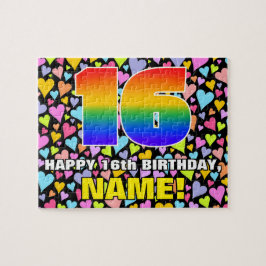 16誕生日—おもしろい、愛するハートシェイプ+「16」 ジグソーパズル