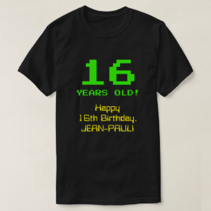 16誕生日:おもしろい、8ビットルック、Nerdy/オタク系の「16」 Tシャツ