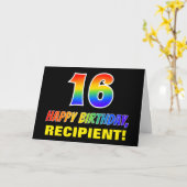 16誕生日:はっきりした,おもしろい,シンプル虹, 16 カード (黄色い花)
