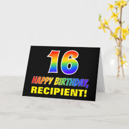 16誕生日:はっきりした,おもしろい,シンプル虹， 16 カード