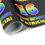 16誕生日:はっきりした,おもしろい,シンプル虹, 16 ラッピングペーパー (ロールコーナー)