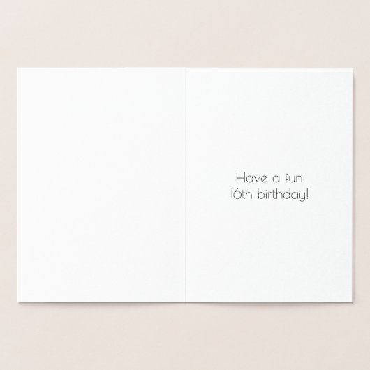 16誕生日~アールデコスタイル「16」と名前をカスタムする 箔カード (内部)