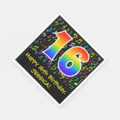 16誕生日-カラフル音楽シンボル、レインボー16 スタンダードランチョンナプキン (角)