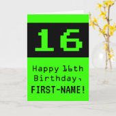 16誕生日:ネディ/オタク系のスタイル「16」と名前 カード (黄色い花)