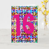 16誕生日。ハッピー・ブライト・カラフルライト カード (黄色い花)