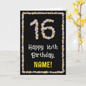 16誕生日:フローラ花数名前をカスタムする カード (黄色い花)