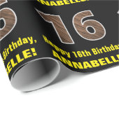 16誕生日:名前フェイク&木目パターン「16」 ラッピングペーパー (ロールコーナー)