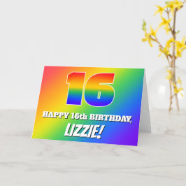 16誕生日:数々の色レインボーパターン# 16 カード