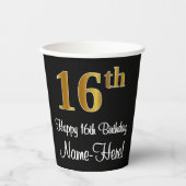 16誕生日 – 豪華エレガントなフェイク金ゴールドルック# 紙コップ (正面)
