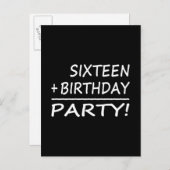 16誕生日: 16月+誕生日=パーティー インビテーションポストカード (正面/裏面)