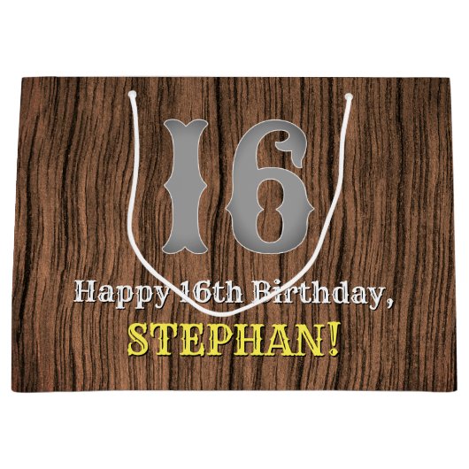 16誕生日: Country インスパイア Western Look, Name ラージペーパーバッグ (正面)