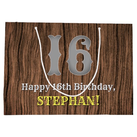 16誕生日: Country インスパイア Western  Look, Name ラージペーパーバッグ (裏面)