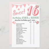 16誕生日EverまたはNeverゲーム (正面/裏面)