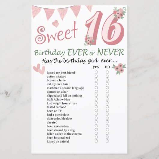 16誕生日EverまたはNeverゲーム (正面)