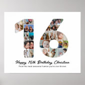 16誕生日Number 16フォトコラージュ写真 ポスター (正面)