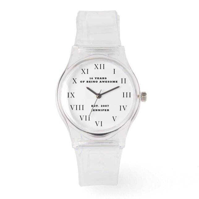 16誕生日Sweet sixteenおもしろいピンクガール 腕時計 (正面)